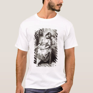 Camiseta Uma jovem mulher que aplana com um anjo