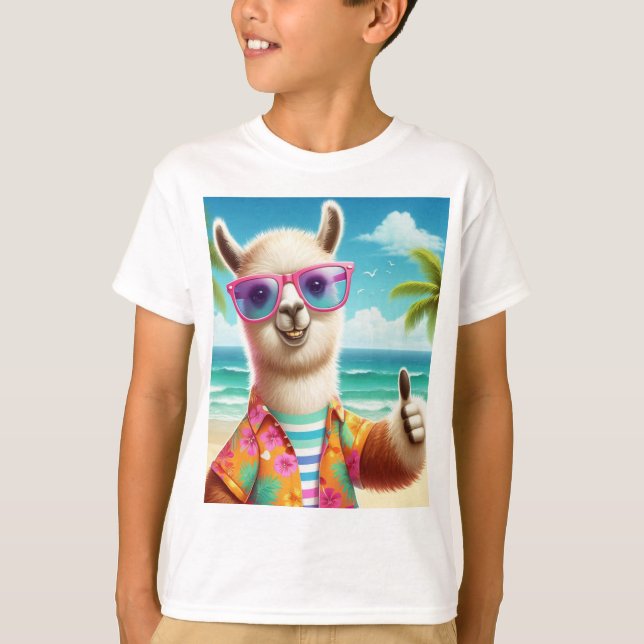Camiseta Uma lama brincalhona vestindo óculos de sol (Frente)