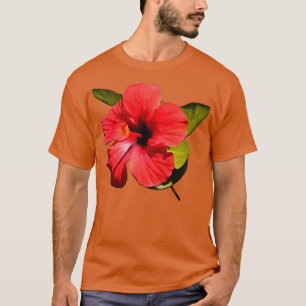 Camiseta Uma Linda Flor de Hibisco Vermelho