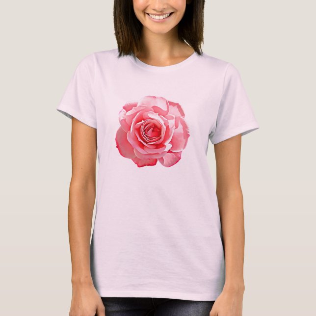 Camiseta Uma linda rosa rosa rosa. (Frente)