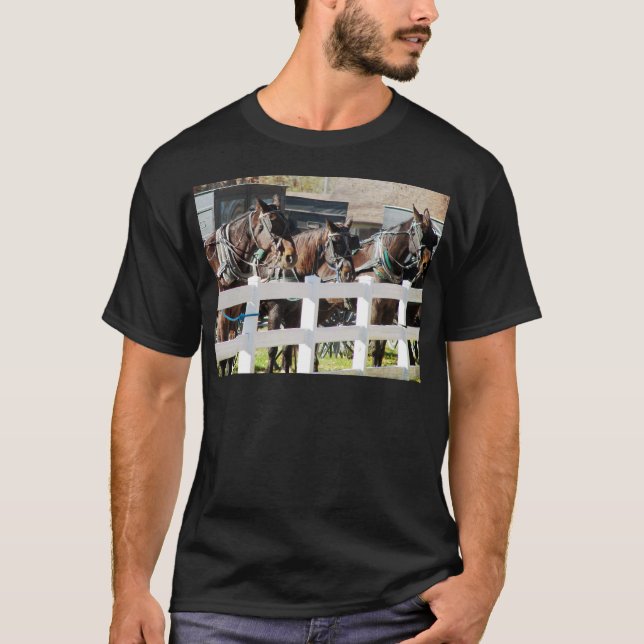 Camiseta Uma Linha de Cavalos Amish (Frente)