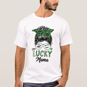 Camiseta Uma Lucky Mama Dia de São Patrício Leopard Messy B