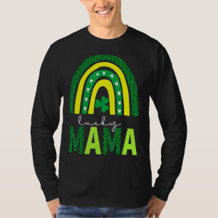 Camiseta Uma Lucky Mama Leopard Imprima Rua Arco-Íris Patri