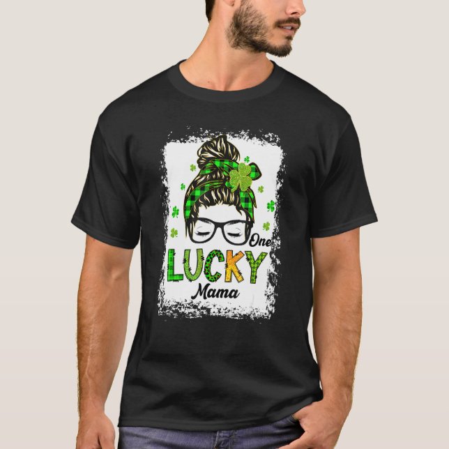 Camiseta Uma Lucky Mama Messy Bun Hair Bleached Santo Patri (Frente)