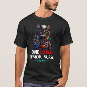 Camiseta Uma Mãe Enfermeira Clínica Amada Gato Colorido Fof
