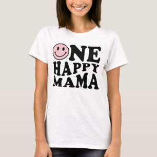 Camiseta Uma mamãe feliz   Correspondência Rosa Um Aniversá