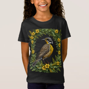 Camiseta Uma Meadowlark Ocidental Cercada Por Uma Uva De Or