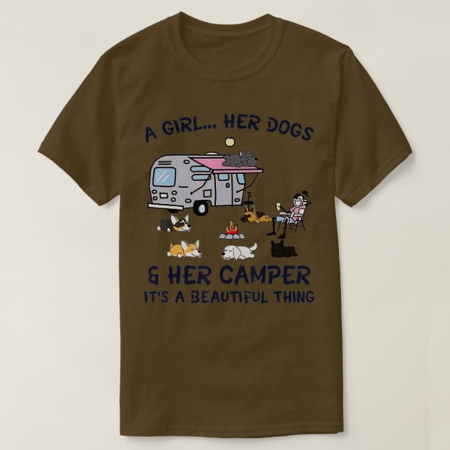 Camiseta Uma Menina, Cachorros E Presentes Engraçados No Ca (Frente do Design)