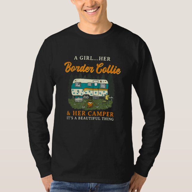 Camiseta Uma Menina, Collie De Borda E Seu Caçador C (Frente)