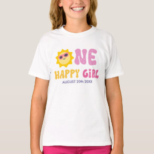Camiseta Uma Menina Feliz Retro Sol Personalizado Primeiro