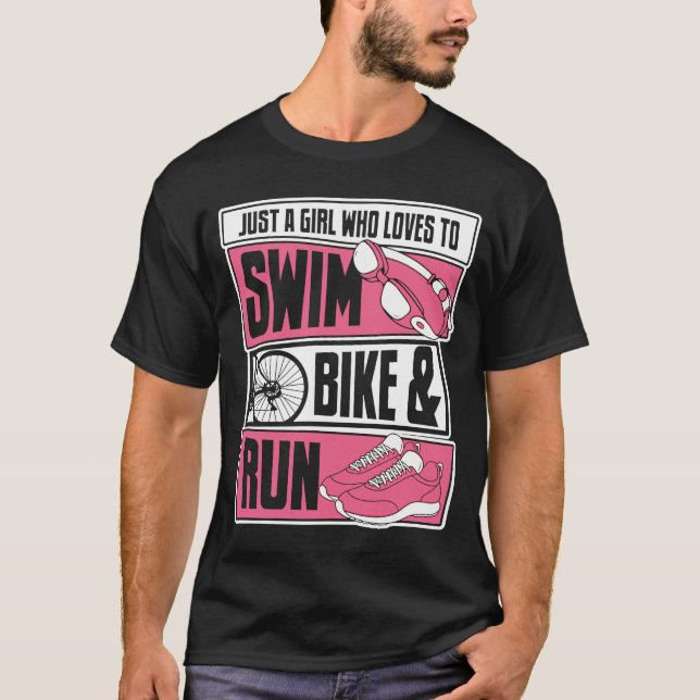 Camiseta Uma Menina Que Adora A Triatleta Triathlete Bike T (Frente)