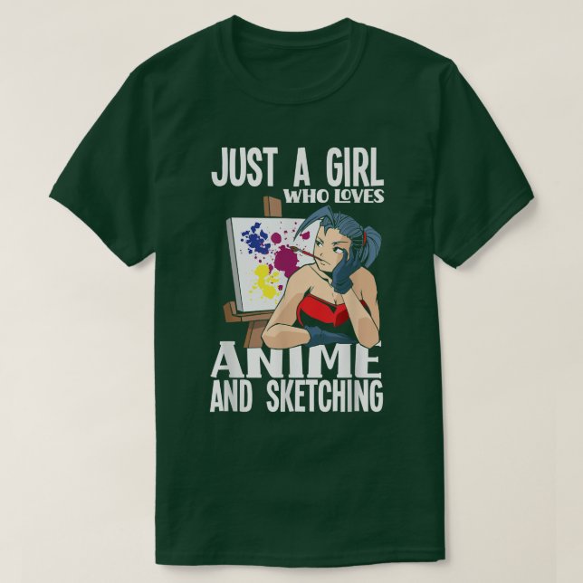 Camiseta Uma Menina Que Ama Anime E Esboça Animes Engraçado (Frente do Design)