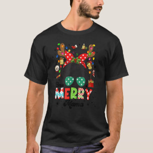 Camiseta Uma Merry Mama Leopardo Coque Desarrumado Plaid Bú