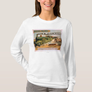 Camiseta "Uma milha" um teatro locomotivo grande minúsculo