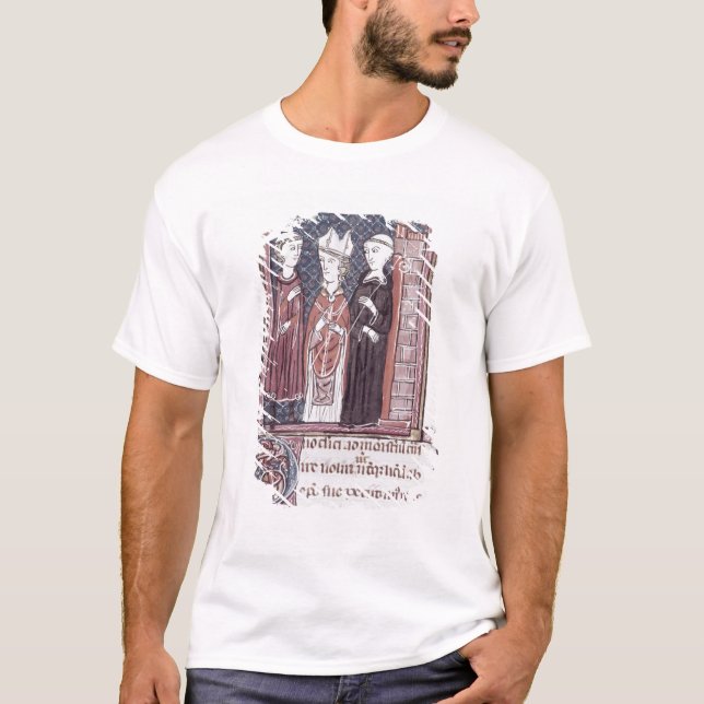Camiseta Uma monge, um Bishop e um abade (Frente)
