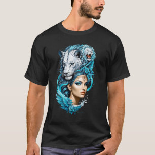 Camiseta Uma mulher cativante com uma cabeça majestosa de l