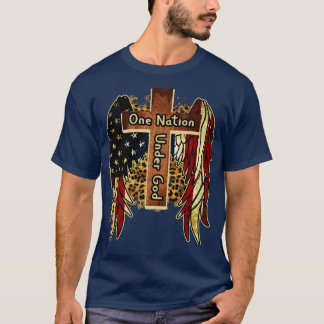 Camiseta Uma Nação Sob A Cruz Patriota Deus 4 De Julho