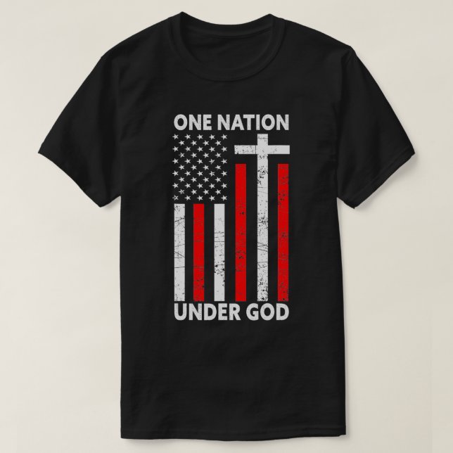 Camiseta Uma nação sob Deus, a Fé Americana, EUA, Engraçada (Frente do Design)