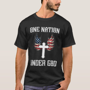 Camiseta Uma Nação Sob Deus Bandeira Americana Cruz Cristã