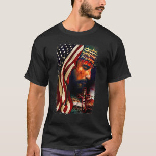 Camiseta Uma Nação Sob Deus Bandeira Patriótica Cristã dos