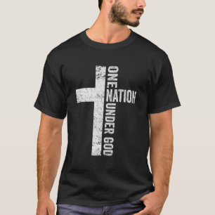 Camiseta Uma Nação Sob Deus - Christian Cross American Fl
