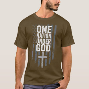 Camiseta UMA NAÇÃO SOB DEUS Christian USA Cross Flag