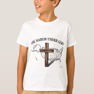 Camiseta Uma Nação Sob Deus com o contorno dos EUA
