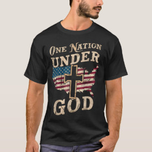 Camiseta Uma Nação Sob Deus Cruz Bandeira Americana
