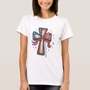 Camiseta Uma nação sob Deus - Cruz Cristã Patriótica