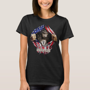 Camiseta Uma nação sob Deus Jesus Arte EUA Bandeira Christi