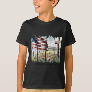 Camiseta Uma Nação Sob Deus Jesus Cruz Cristã Bandeira Dos