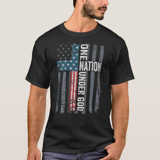 Camiseta Uma Nação Sob Deus Onu Bandeira Christian Na B (Frente)