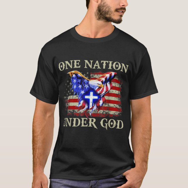 Camiseta uma nação sob deus patriótico eua cristão (Frente)