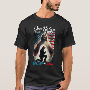 Camiseta Uma Nação Sob Deus Trump 2024, Bandeira de Deus Am