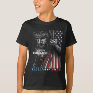 Camiseta Uma Nação Sob Deus Trump 2024 Deus Bandeira Americ