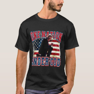 Camiseta Uma Nação Sob Deus Trump Reza Jesus Bandeira Dos E