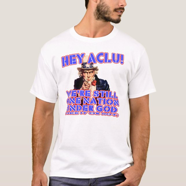 Camiseta Uma nação sob o Anti-ACLU t-shirt do deus (Frente)