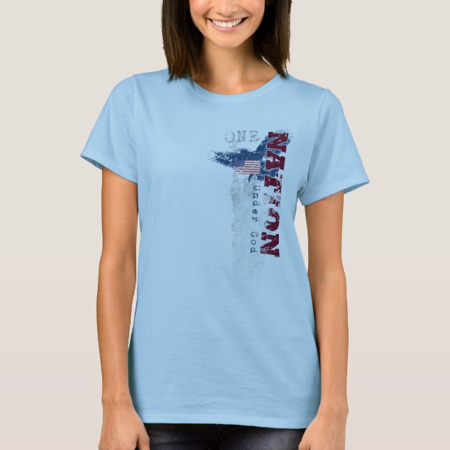 Camiseta Uma nação sob o t-shirt das mulheres do Grunge do (Frente)
