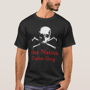 Camiseta Uma nação sob o t-shirt do Grog (crânio branco)