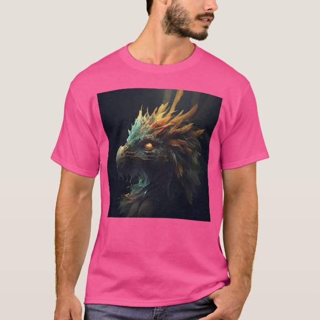 Camiseta Uma ninhada com penas na cabeça (Frente)