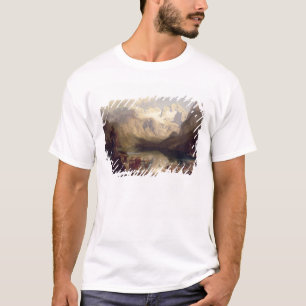Camiseta Uma paisagem alpina extensiva do lago, 1862 (óleo