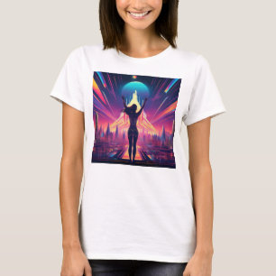 Camiseta Uma paisagem urbana futurística com a Silhueta Neo