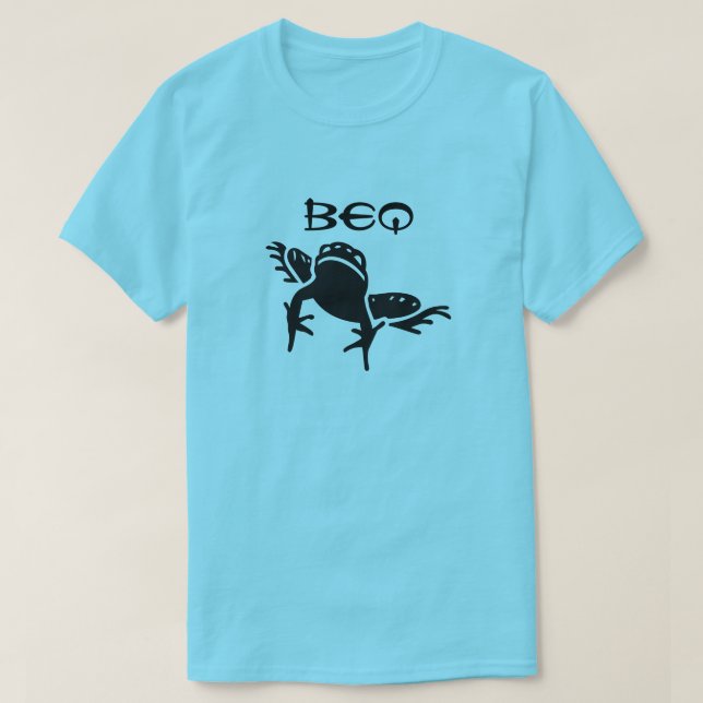 Camiseta Uma palavra sapo e curda para o sapo Beq, azul (Frente do Design)