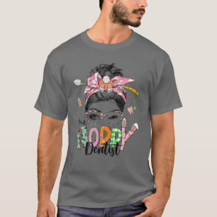Camiseta Uma Páscoa Dentista Hoppy Mensagem Bun Leopard De
