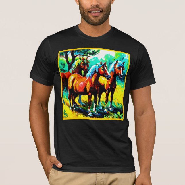 Camiseta Uma Peça De Arte De Cavalo Brilhante E Alegre. Com (Frente)