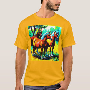 Camiseta Uma Peça De Arte De Cavalo Brilhante E Alegre. Com