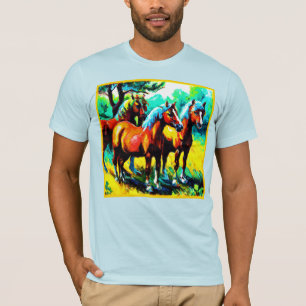 Camiseta Uma Peça De Arte De Cavalo Brilhante E Alegre. Com