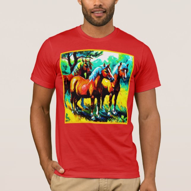 Camiseta Uma Peça De Arte De Cavalo Brilhante E Alegre. Com (Frente)