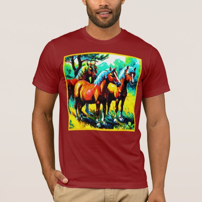 Camiseta Uma Peça De Arte De Cavalo Brilhante E Alegre. Com (Frente)