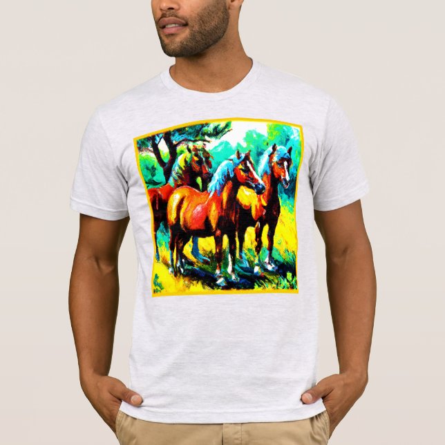 Camiseta Uma Peça De Arte De Cavalo Brilhante E Alegre. Com (Frente)